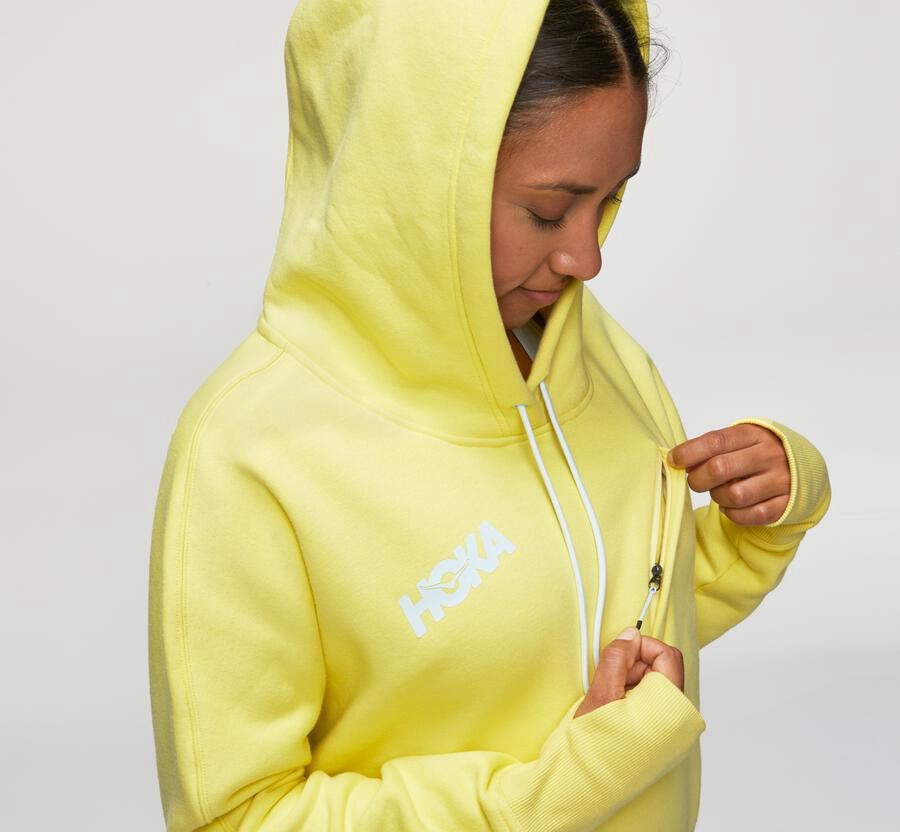 Hoka One One Womens Hoodie - Performance - Yellow - HXMT76254